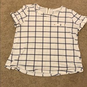 Navy Blue/ White Sheer Top